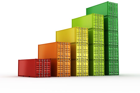 Stack of containers.